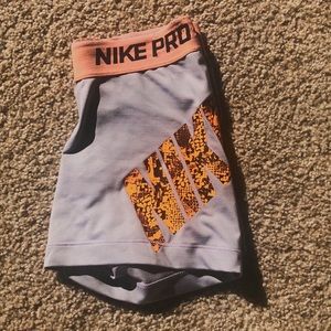 Nike Pro Gray Orange Spandex Shorts